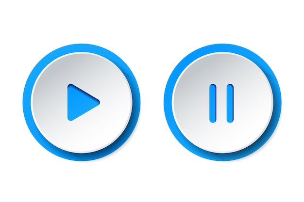 Iconos de botones de reproductor de música multimedia 3D Sonido reproducción de voz pausa omitir señal de parada para aplicación móvil