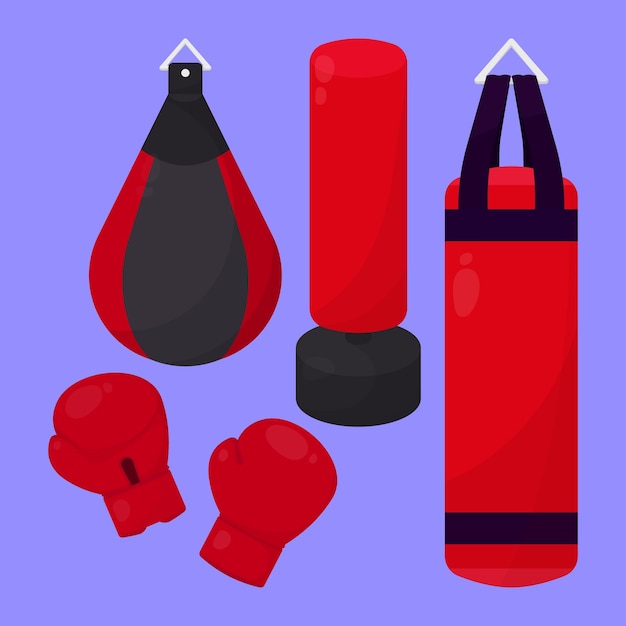 Iconos de boxeo Iconos vectoriales Vector de bolsas de golpeo Vector de guantes de golpeo