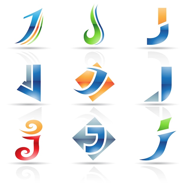 Iconos brillantes abstractos basados en la letra J