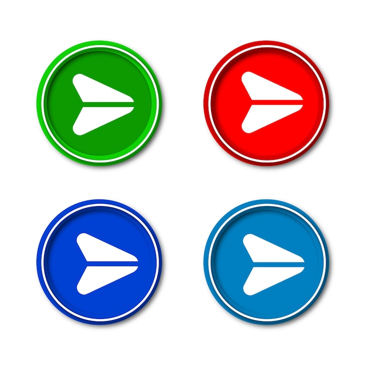 Vector iconos brillantes de avión de vuelo de papel conjunto de botones de diseño moderno para la web