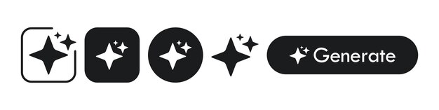 Iconos brillantes y elementos de diseño de botones generados