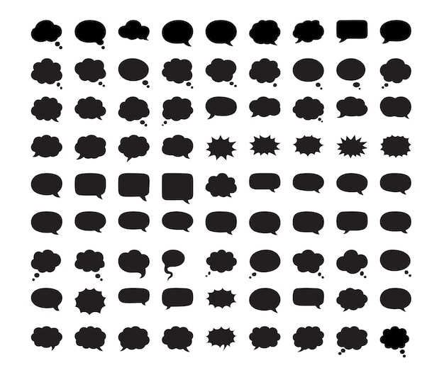 íconos de burbuja de chat y habla en blanco para ilustración vectorial