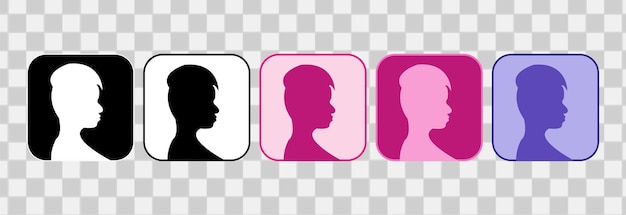 Iconos de cabello femenino silueta contorno dibujado a mano para logotipo clip art símbolo pegatina o salón de belleza