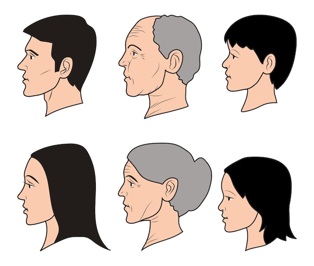 Iconos de cabeza de familia en colores y formato vectorial