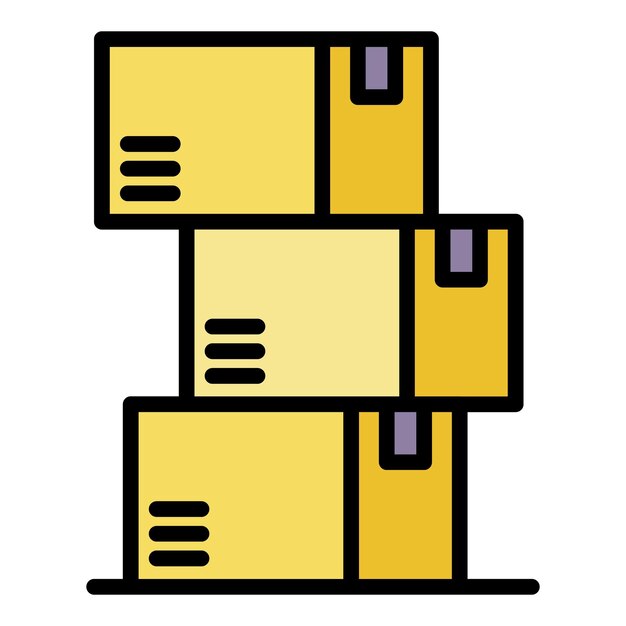 Iconos de cajas de almacén Contorno de cajas del almacén icono vectorial color plano aislado