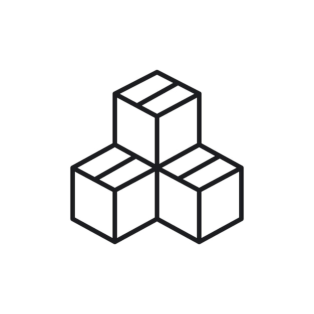 Iconos de cajas conjunto de inventario almacenamiento de carga cartón cartón símbolo vectorial entrega de mercancías signo de paquete envío icono de caja de papel cuadrada en estilo negro lleno y delineado