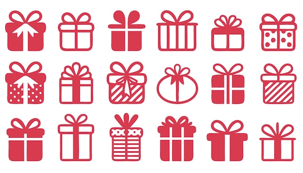 Iconos de cajas de regalos rojas