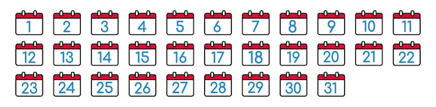 Vector iconos de calendario todos los días en estilo moderno iconos de calendario de todos los días del año