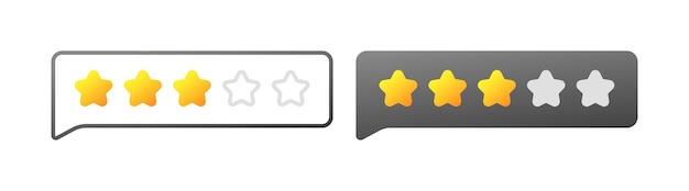 Iconos de calificación por estrellas Iconos vectoriales con calificación por tres estrellas amarillas