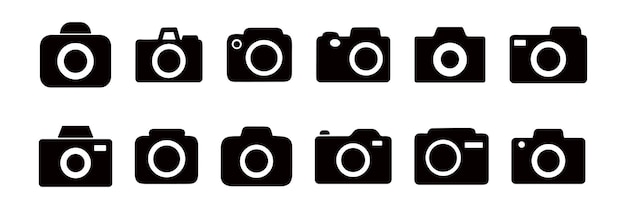 Iconos de la cámara conjunto ilustración vectorial diseño simple signos de glifo plantilla de símbolo de la cámara