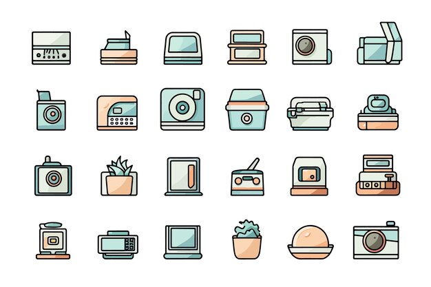 Vector iconos de la cámara en fondo blanco ilustración vectorial