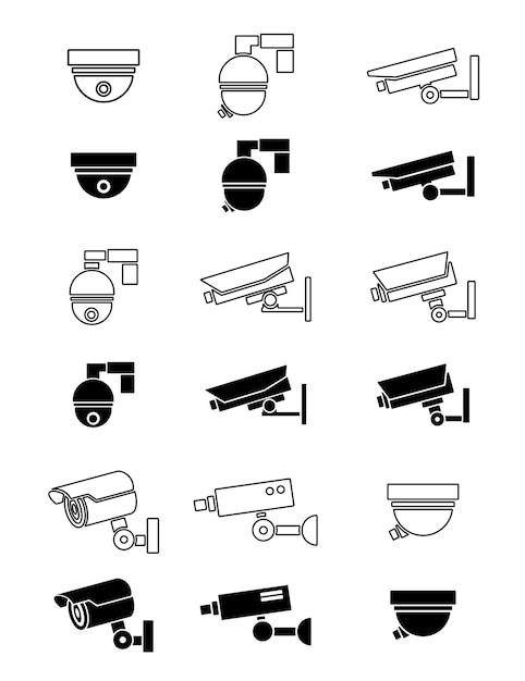 Vector iconos de la cámara de seguridad