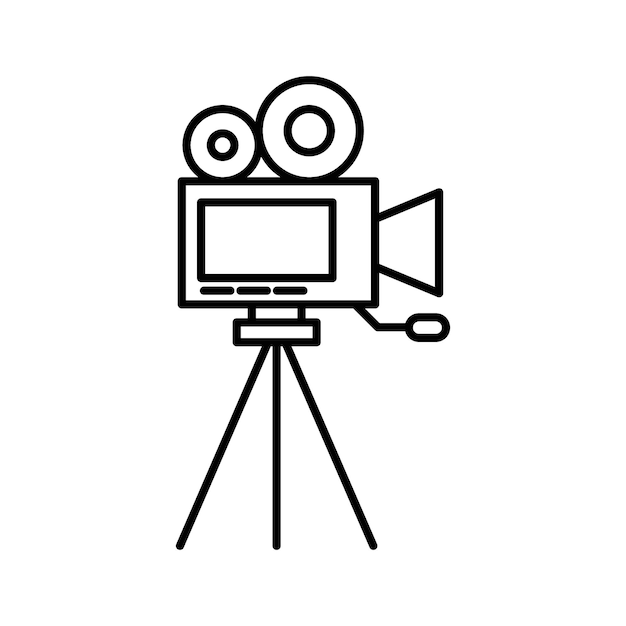 Iconos de la cámara TV Set Símbolo vectorial del proyector de película de vídeo de la cámara en un estilo de relleno y contorneado en negro Sínodo de la videocámara de cine