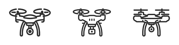 Iconos de cámaras aéreas de drones conjunto de colecciones de paquetes diseño gráfico ilustración del logotipo