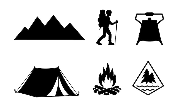 Iconos del campamento y el senderismo