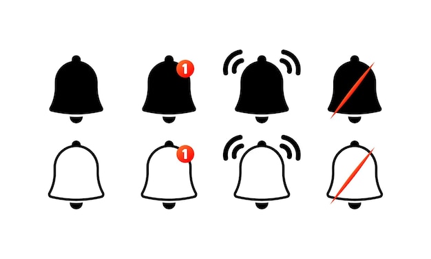 Iconos de campana de notificación Silueta negra nuevo icono de notificación campanas de notificación Iconos vectoriales