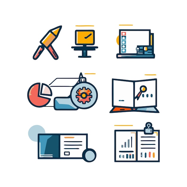 Iconos de capacitación y talleres empresariales