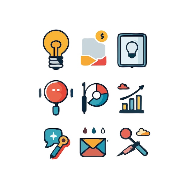 Iconos de capacitación y talleres empresariales