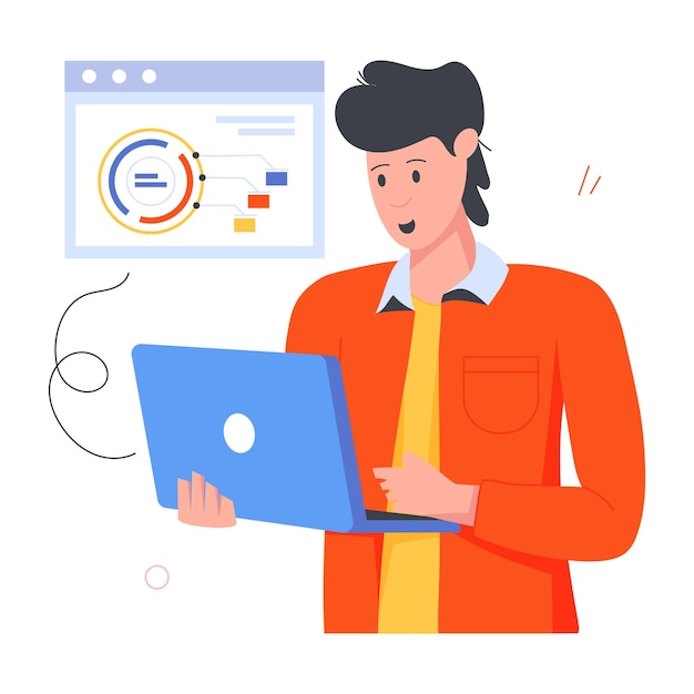 Iconos de caracteres planos de los empleados