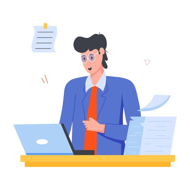 Iconos de caracteres planos de los empleados