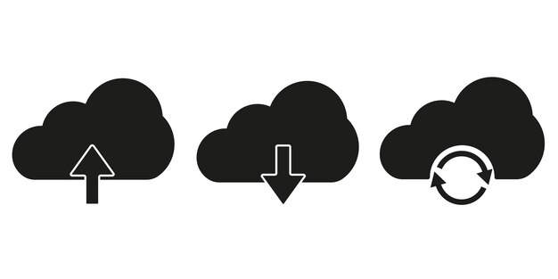 Iconos de carga y descarga en la nube. Descarga la flecha de la nube de descarga.