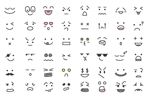 Iconos de caricaturas emoji con varias expresiones
