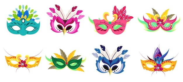 Íconos de carnaval de máscaras archivo vectorial completo y conjunto de paquetes