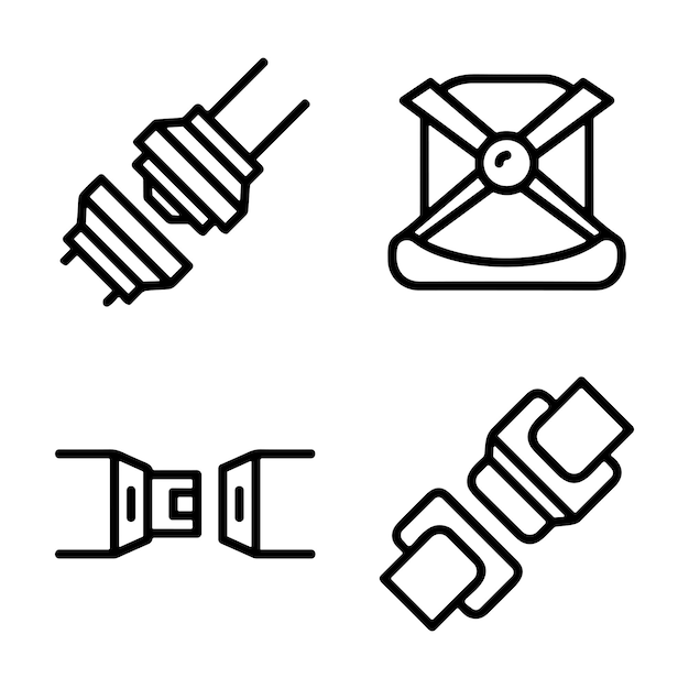 Vector iconos de carreteras configurados iconos del bifurcación de carreteras secciones de carreteras de diferentes formas línea con trazo editable