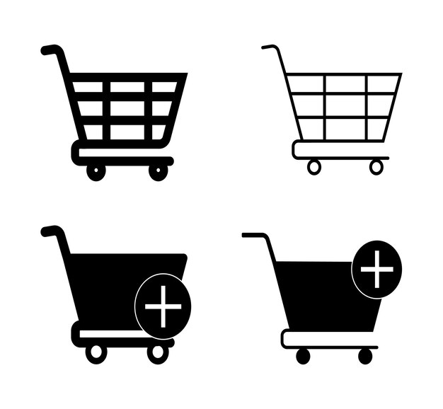Iconos del carrito de compras Conjunto de íconos del carro de compras Símbolo de carrito de compra lleno y vacío