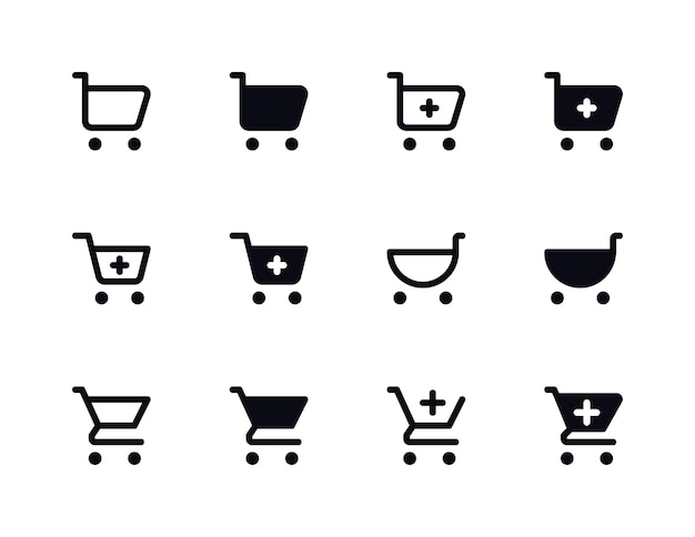 Iconos del carrito de compras Establezca los símbolos de compra minorista de comercio electrónico