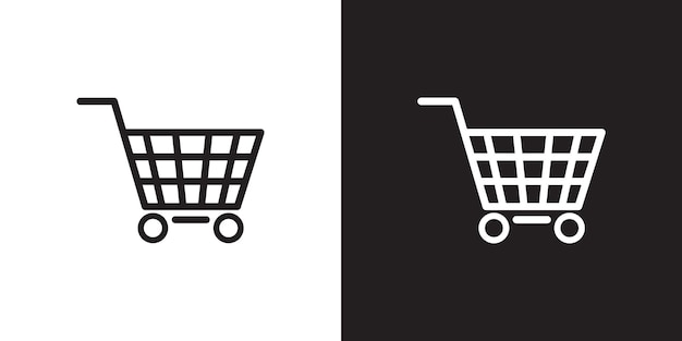 íconos de carrito de compras vectoriales en blanco y negro