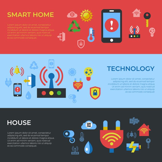 Vector iconos de casa digitales inteligentes inalámbricos