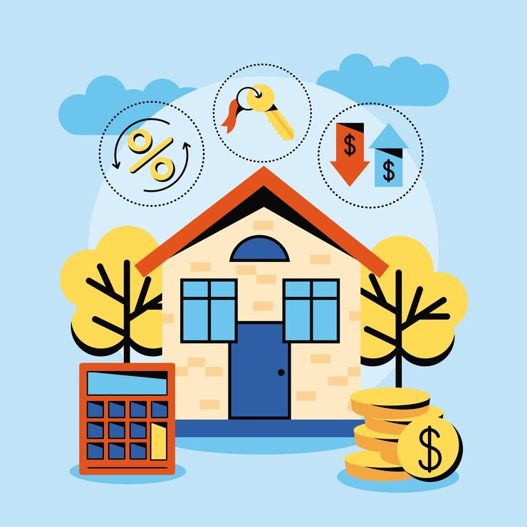 Vector iconos de casa e hipoteca