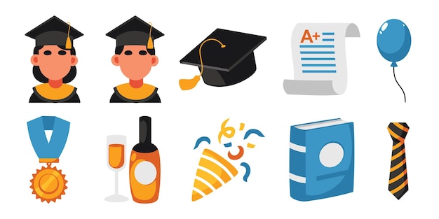 Iconos de la celebración de la graduación