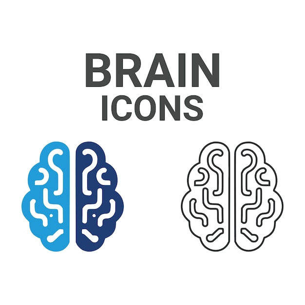 Iconos del cerebro que contienen mente tormenta de ideas neuronas de la cabeza cognición pensamiento inteligencia y
