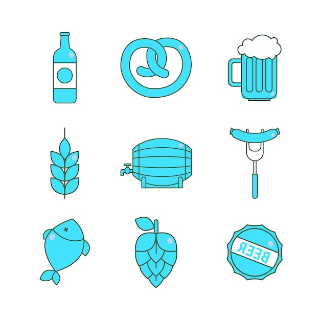 Iconos de la cerveza y la comida