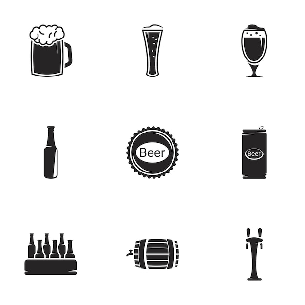 Iconos para la cerveza temática Fondo blanco