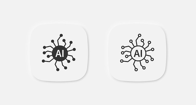 Iconos de chip de IA Símbolo de inteligencia artificial Señales de tecnología de computadoras Símbolos de robots inteligentes Icones de inteligencia digital Signo aislado vectorial