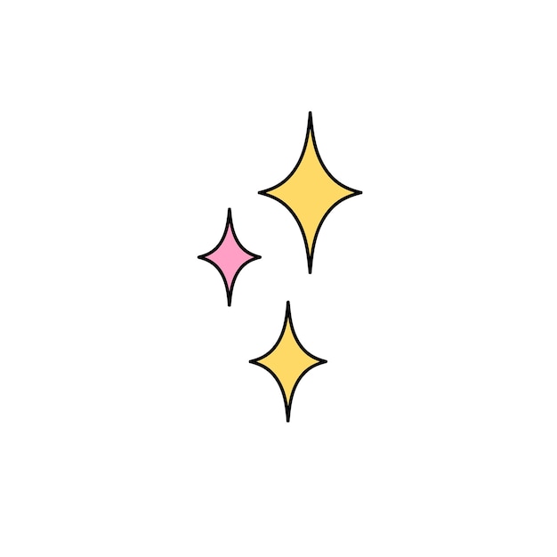 Iconos de chispas de colores Símbolo de estrellas lindas Brillas de oro chispas de oro Signo de brillo mágico Brillo abstracto Brillo brillante emoji Ilustración vectorial aislada plana sobre fondo blanco