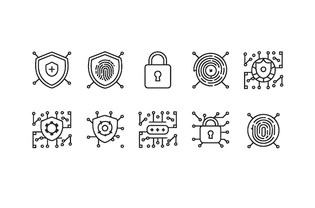 Iconos de ciberseguridad y protección de datos