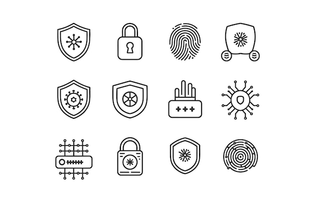 Iconos de ciberseguridad Protección de la seguridad digital y privacidad
