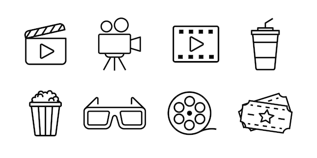 Iconos de cine Set de cine Iconos lineales