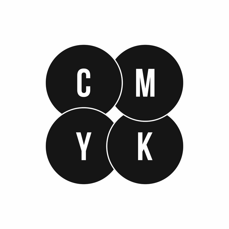 Vector iconos de círculos cmyk en estilo simple aislados en un fondo blanco