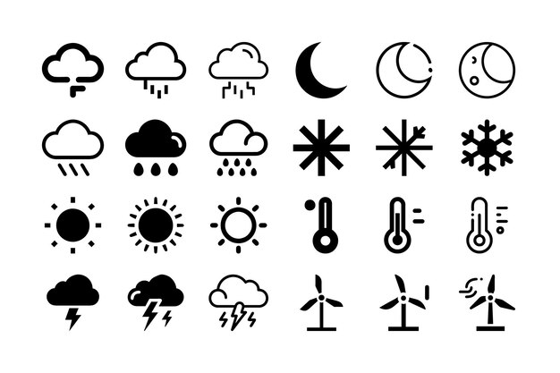 Iconos climáticos creativos Conjunto de íconos para materiales de marketing