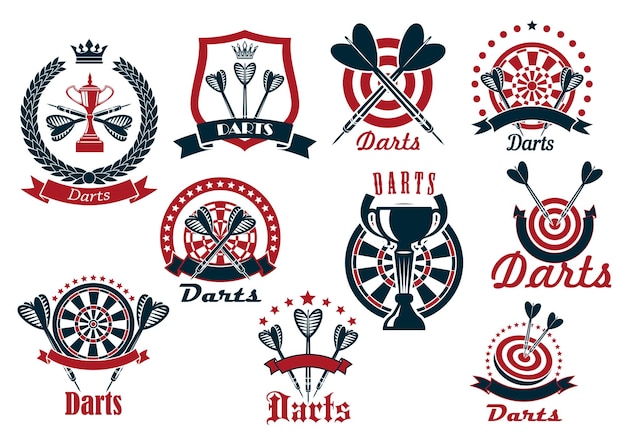Iconos del club deportivo del juego de dardos