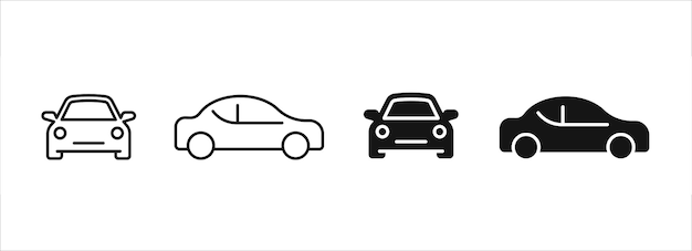 Iconos de coche Icono de vector de coche Símbolos de vehículos Automóvil sedán