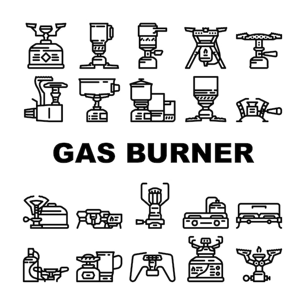 Iconos de la cocina de la estufa de quemador de gas