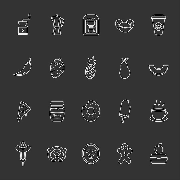 Iconos de cocina paquete grande lugar de trabajo sin texto