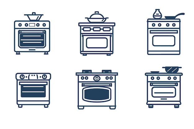 Iconos de cocina en el vector de fondo blanco