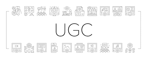 Los iconos de la colección de contenido generado por el usuario establecen el vector